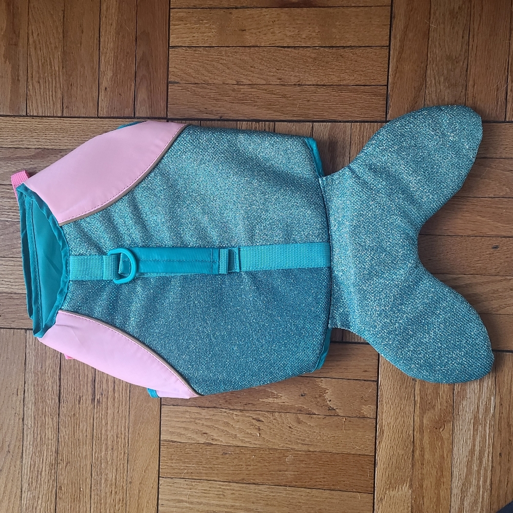 Dog Mermaid Flotation water safety Vest Life Jacket Teal Pink Sparkle.
